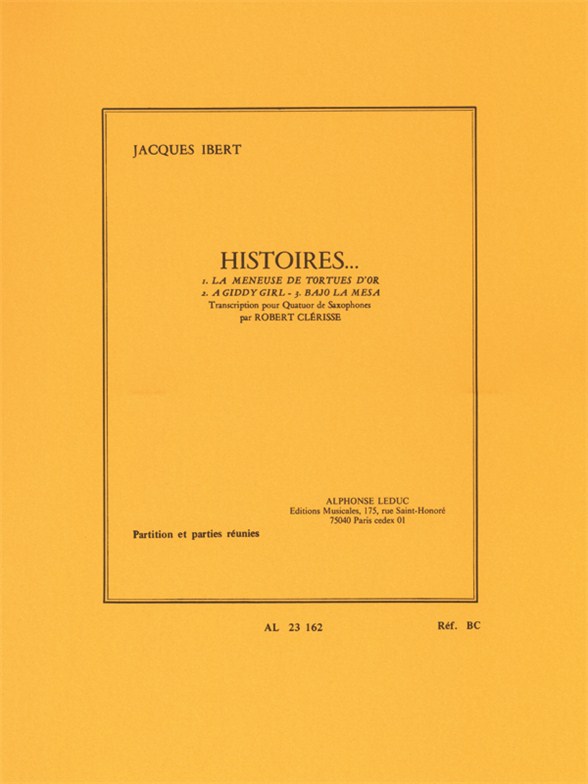 Jacques Ibert: Histoires - 3 Pices: Saxophone Ensemble: Score and Parts