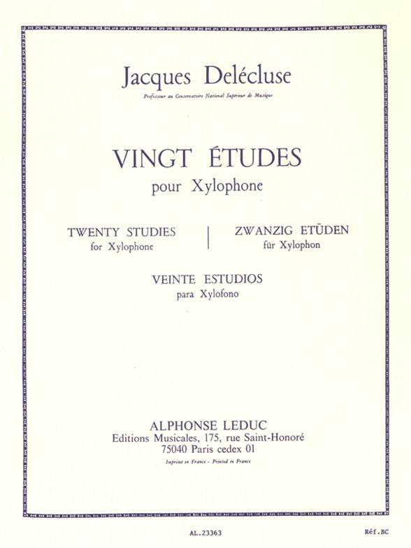 Jacques Del�cluse: 20 Etudes: Xylophone: Study