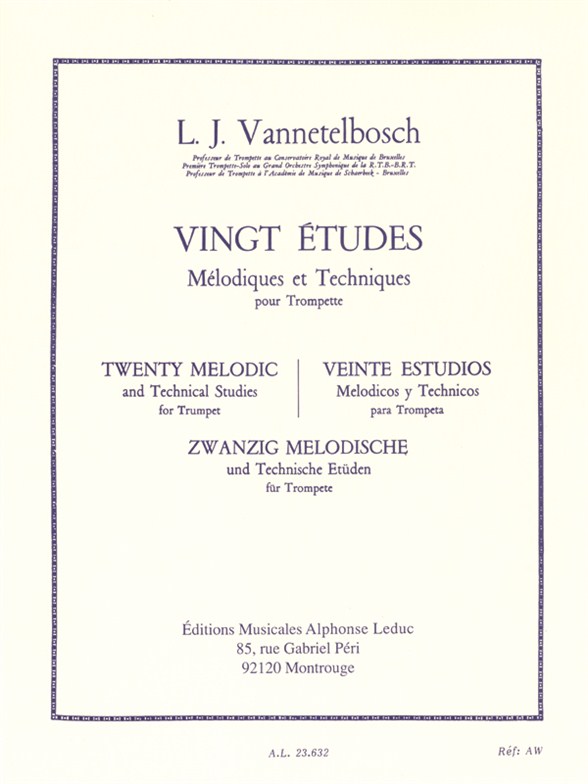 Louis Julien Vannetelbosch: 20 Etudes M�lodiques et Techniques: Trumpet: Study