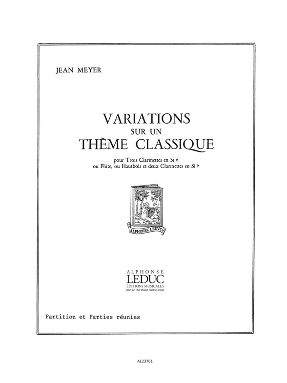 Jean Meyer: Jean Meyer: Variations sur un Theme classique: Wind Ensemble: Score