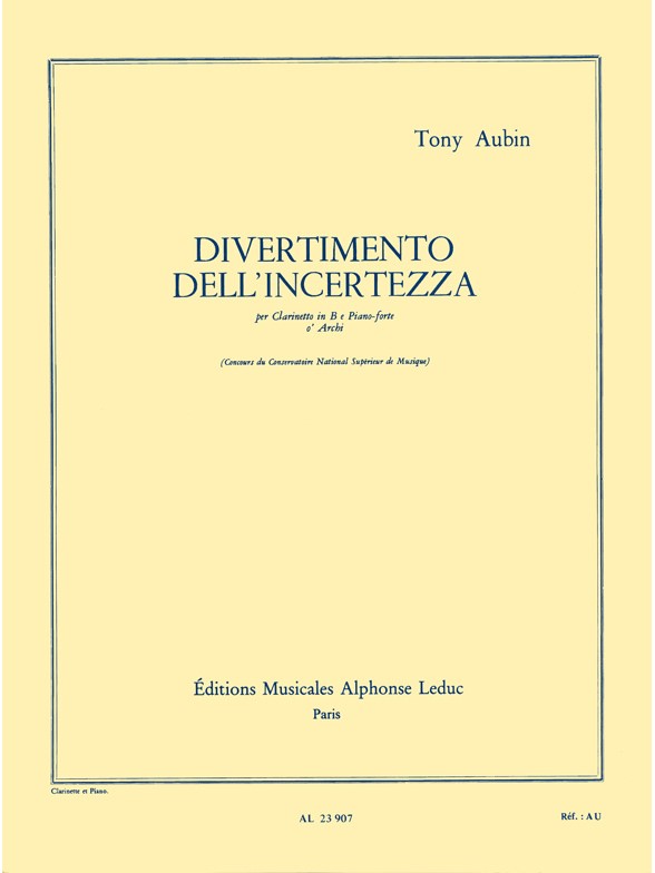Tony Aubin: Divertimento Dell'Incertezza: Clarinet: Instrumental Work