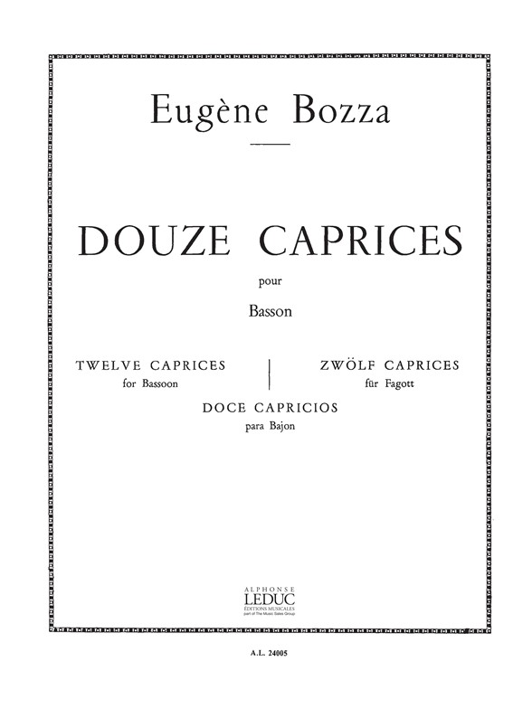 Eug�ne Bozza: 12 Caprices: Bassoon: Score
