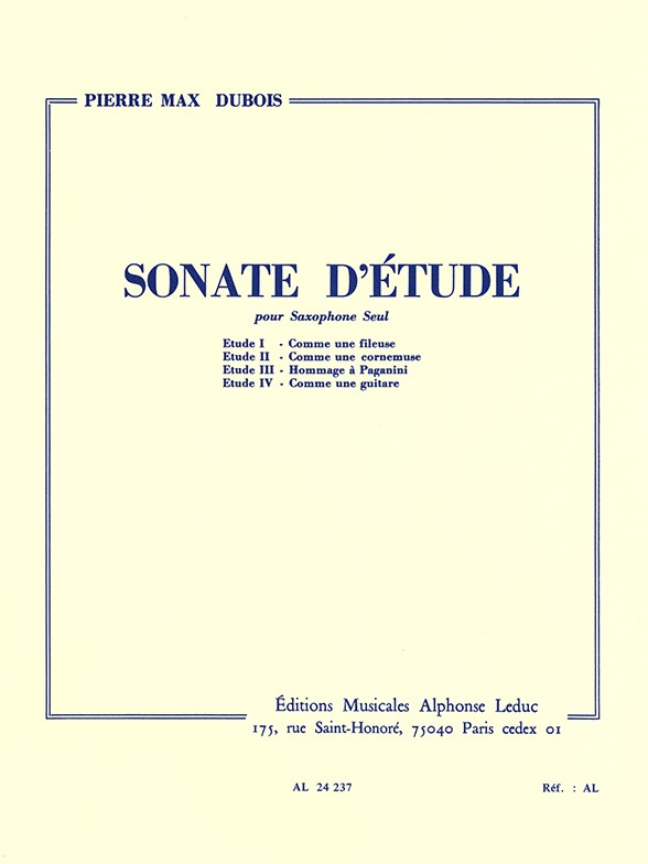 Pierre-Max Dubois: Sonate d'Etude: Saxophone: Instrumental Work