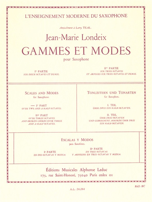 Jean-Marie Londeix: Gammes et Modes Vol.1: Saxophone: Study