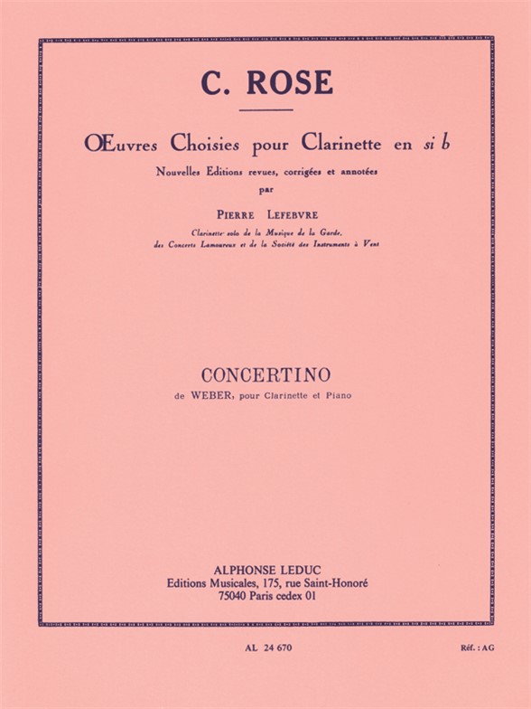 Carl Maria von Weber: Concertino Op 26: Clarinet: Instrumental Work