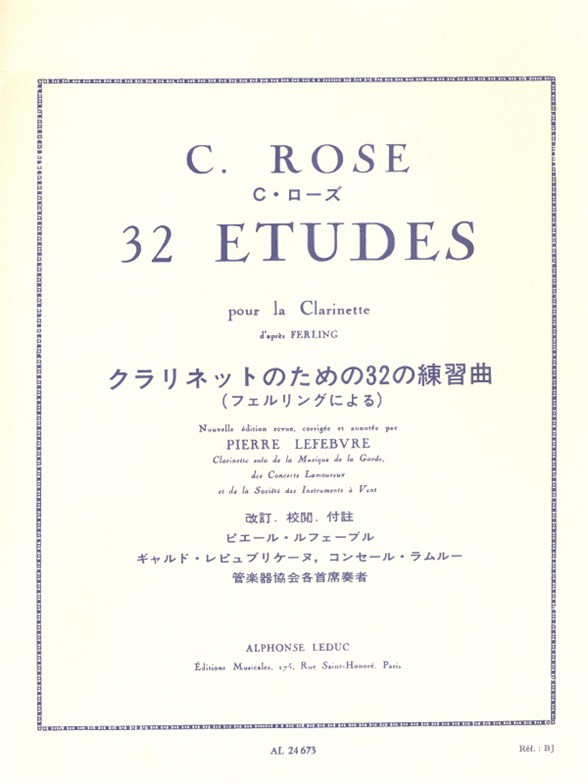 Cyrille Rose Pierre Lefebvre: 32 studies (Clarinet): Clarinet: Study