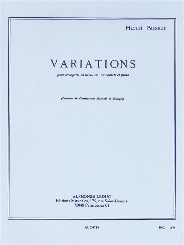 Henri Bsser: Variations Op53: Trumpet: Instrumental Work