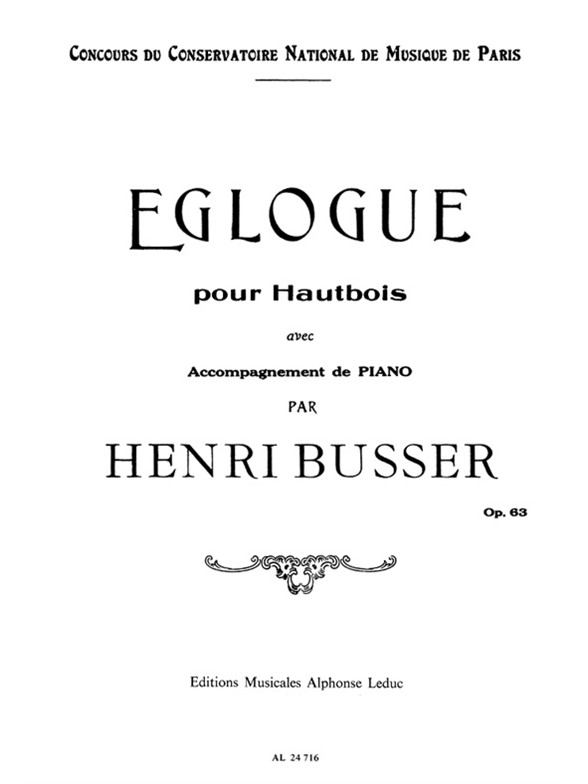 Henri Bsser: Eglogue Op63: Oboe: Instrumental Work