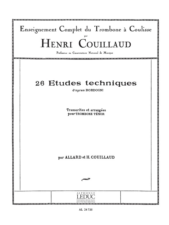 Henri Couillaud: 26 tudes techniques d'aprs Bordogni: Trombone: Score