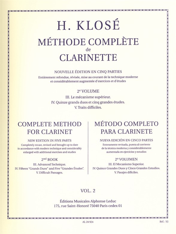Hyacinthe-Elonore Klos: Mthode Complte de Clarinette Volume 2: Clarinet: