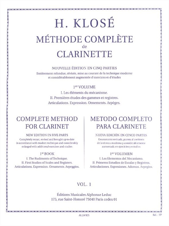 Hyacinthe-Eléonore Klosé: Méthode Complète de Clarinette Volume 1: Clarinet: