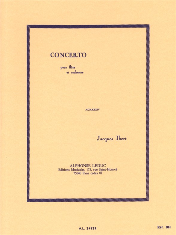 Jacques Ibert: Concerto For Flute And Orchestra: Orchestra: Miniature Score