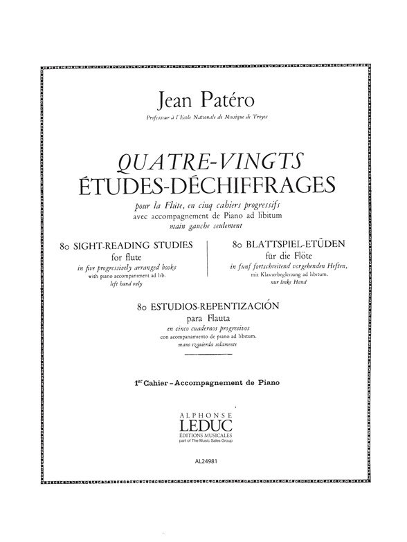 Jean Patero: Jean Patero: 80 Etudes de Dechiffrages Vol.1: Flute: Score