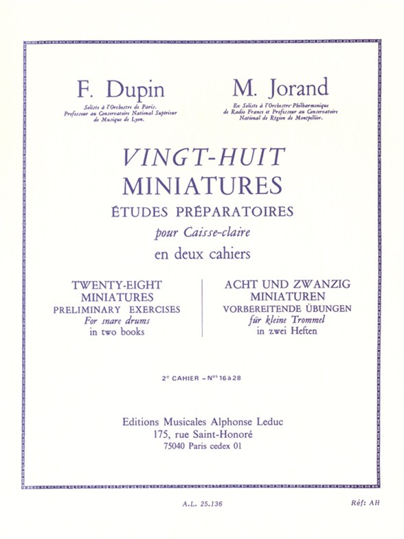 Franois Dupin Marcel Jorand: 28 Miniatures - 2e Cahier - Nos 16  28: Snare