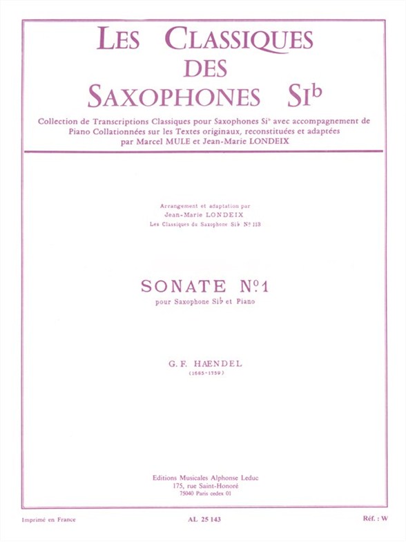 Georg Friedrich Hndel: Sonata No.1: Tenor Saxophone: Instrumental Work