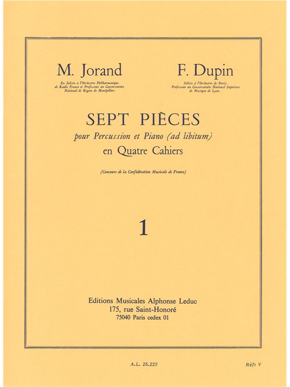 Jorand: 7 Pieces Vol.1: Piano & Percussion: Instrumental Work