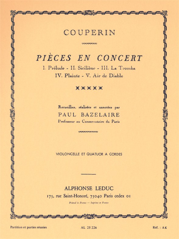 Franois Couperin: Pices En Concert: String Ensemble: Score and Parts