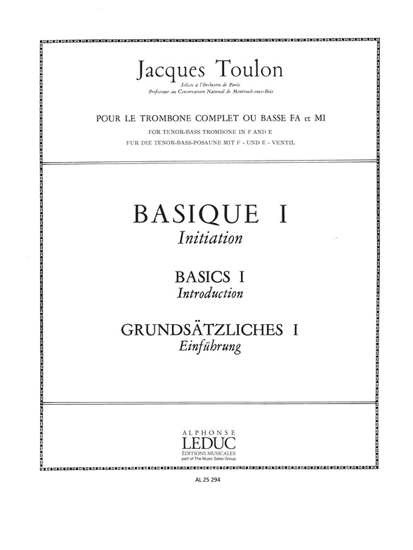 Jacques Toulon: Basique 1 - Extra-european Bird Songs: Trombone: Score