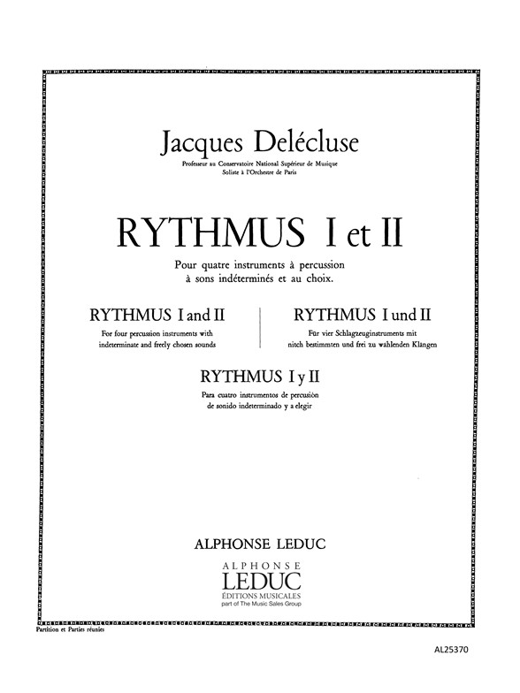 Jacques Delécluse: Rythmus 1 Et 2: Percussion: Score