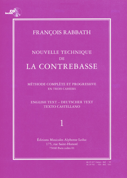Franois Rabbath: Nouvelle Technique de la Contrebasse  Cahier 1: Double Bass: