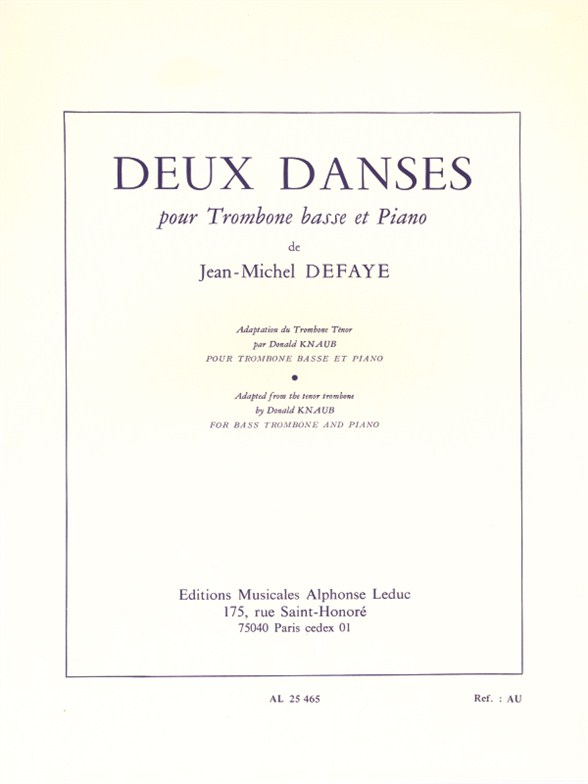 Jean-Michel Defaye: Dances (2): Bass Trombone: Instrumental Work