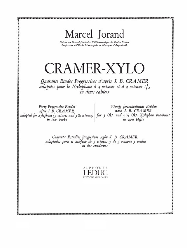 Jorand: Cramer-Xylo Vol. 1 Etudes nos. 1 - 25: Xylophone: Score