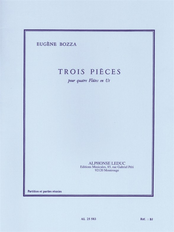 Eugène Bozza: Trois Pièces: Flute Ensemble: Score and Parts