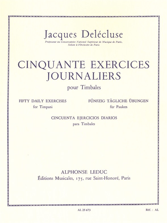 Jacques Delécluse: 50 Exercices Journaliers: Timpani: Study