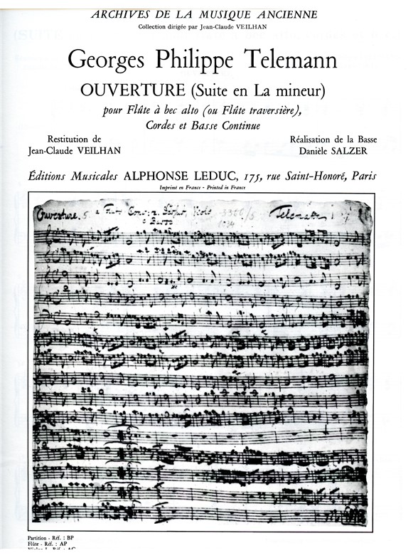 Georg Philipp Telemann: Suite In a Minor Harpsichord Part: Harpsichord: