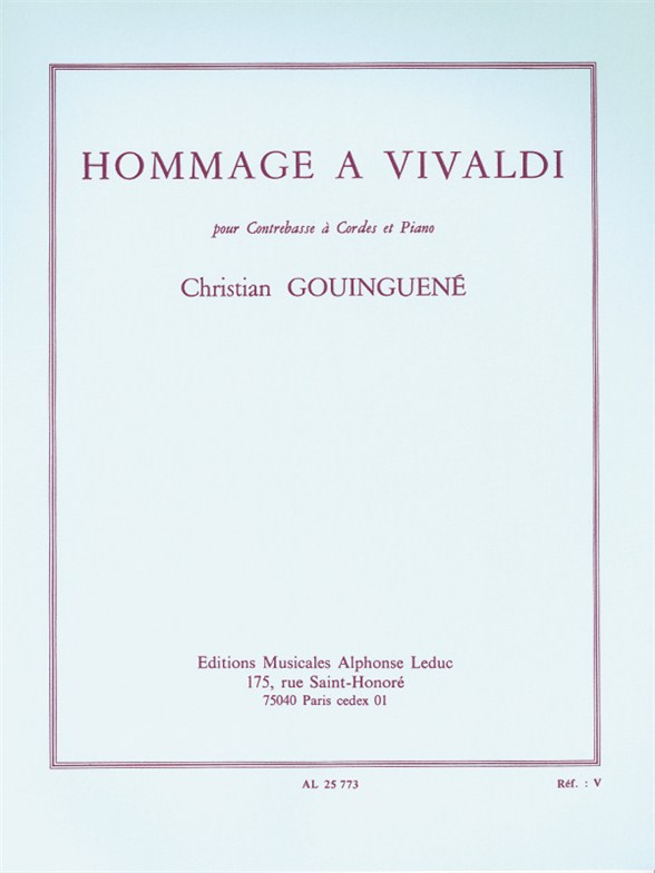 Christian Gouinguen: Hommage A Vivaldi - Double Bass And Piano: Double Bass: