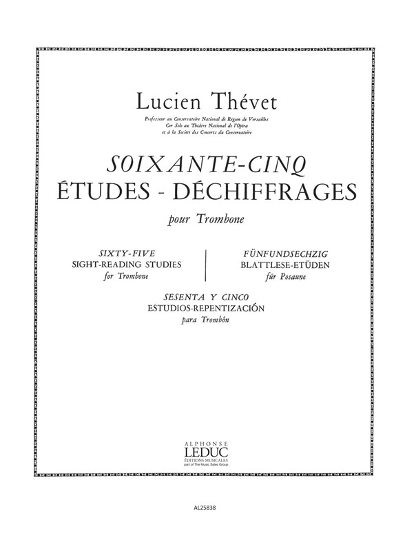 Thevet: 65 Etudes-Dechiffrages: Trombone: Score