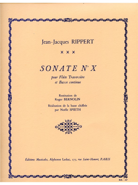 Jean-Jacques Rippert: Jean-Jacques Rippert: Sonate No.10: Flute: Score