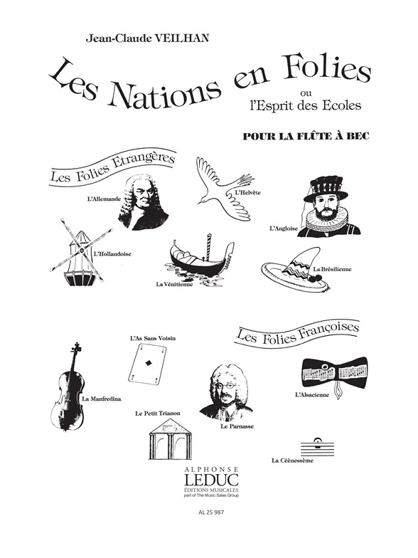 Jean-Claude Veilhan: Les Nations en Folies for Alto Recorder Solo: Treble