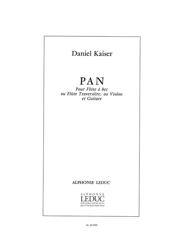 Daniel Kaiser: Pan for Alto Recorder and Guitar: Treble Recorder: Score