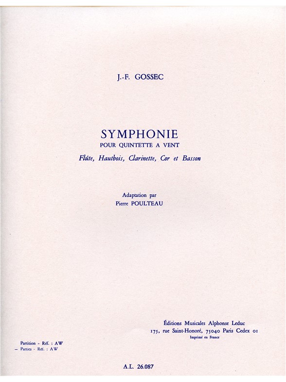 Francois-Joseph Gossec: François-Joseph Gossec: Symphonie: Wind Ensemble: Parts
