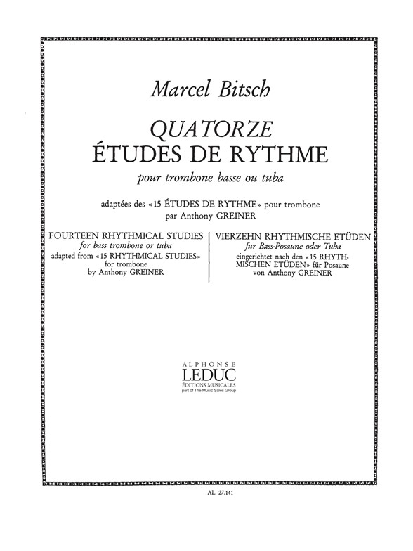 Greiner: 14 Etudes De Rythme: Trombone or Tuba: Score