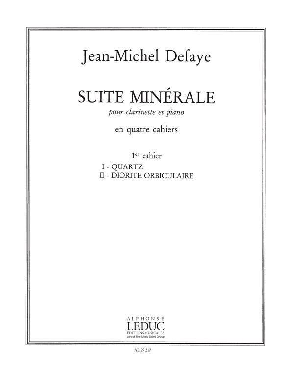 Jean-Michel Defaye: Suite Minerale Vol.1: Clarinet: Score