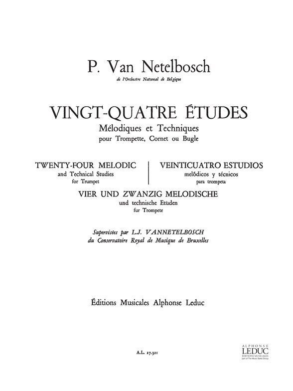 Vannetelbosch: Vingt-Quatre Etudes: Melodiques & Technique: Trumpet: Score