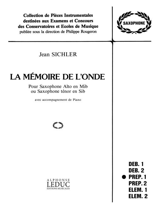 J. Sichler: Memoire De L'Onde: Saxophone: Score