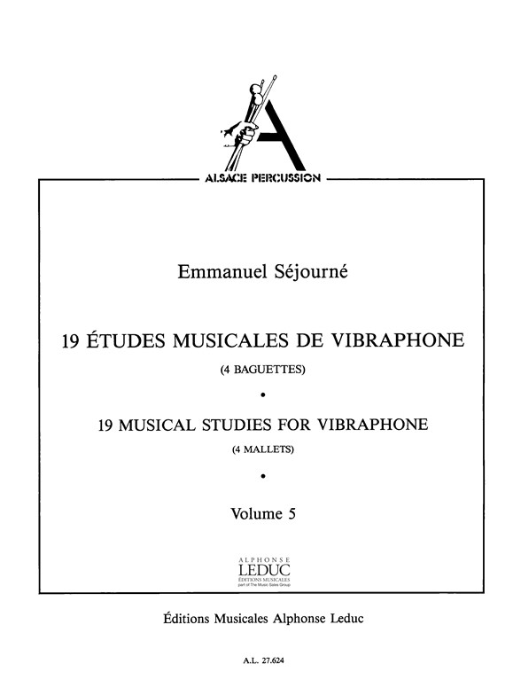 Sejourne: 19 Musical Studies for Vibraphone (Volume 5): Vibraphone