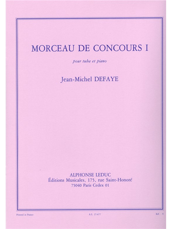 Jean-Michel Defaye: Morceau De Concours I: Tuba: Score