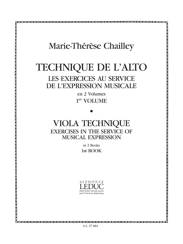 Marie-Therese Chailley: Technique de l'Alto - Viola Technique Vol.1: Viola: