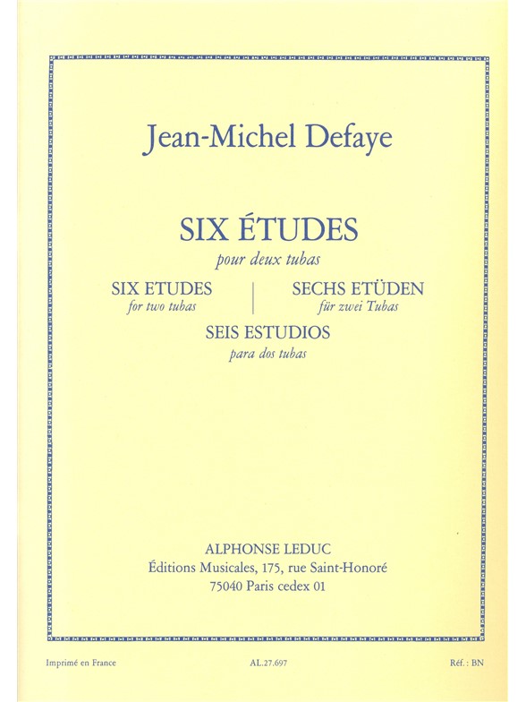 Jean-Michel Defaye: 6 Etudes: Tuba: Score