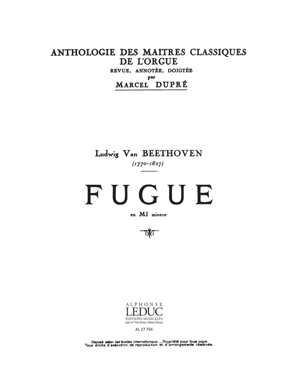 Ludwig van Beethoven: Fugue in D minor: Organ: Score