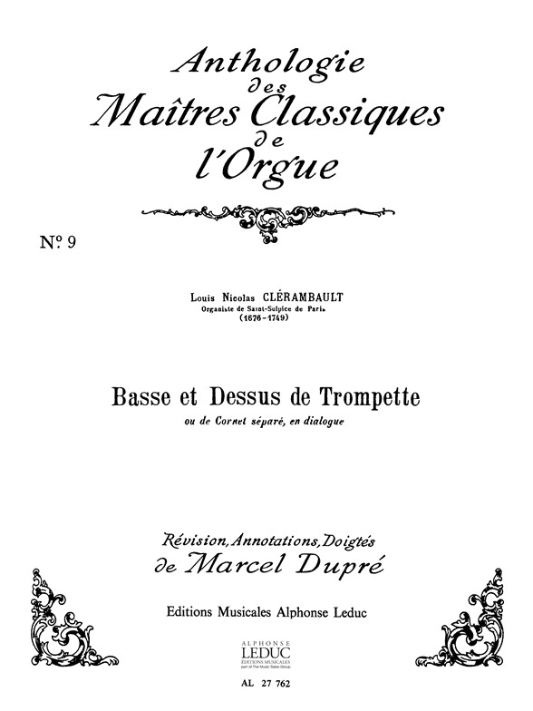 Louis-Nicolas Clérambault: Basse Et Dessus De Trompette: Organ: Score