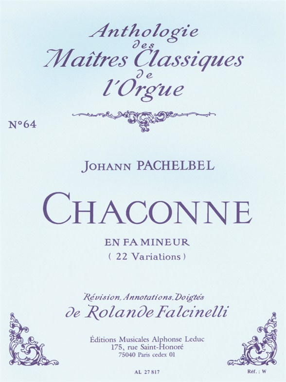Johann Pachelbel: Chaconne En Fa Mineur: Organ: Instrumental Work
