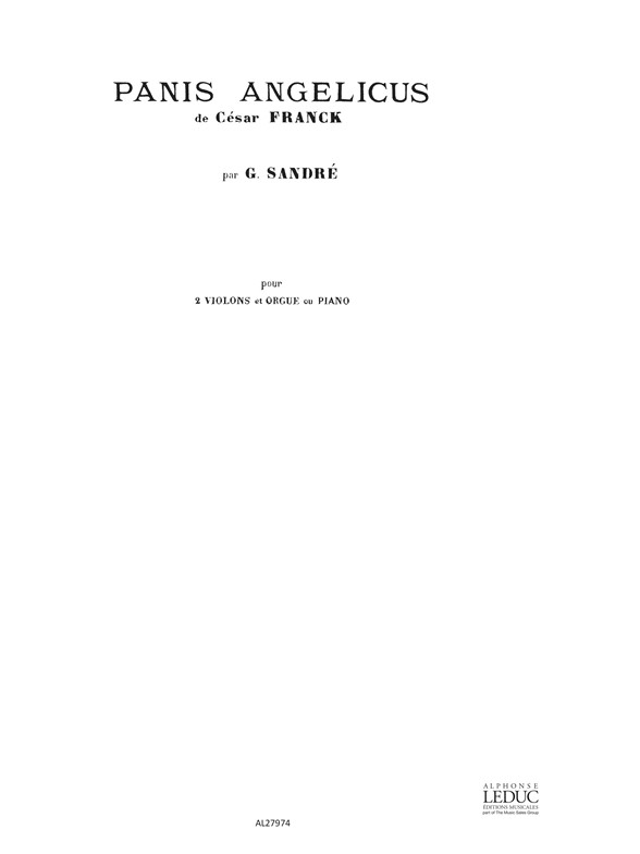 César Franck: Panis Angelicus/N021: Violin Duet: Instrumental Work