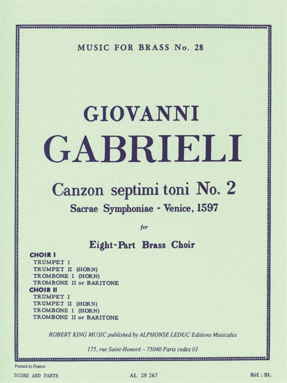 Gabrieli: Canzon Septimi Toni No. 2: Brass Ensemble: Score and Parts