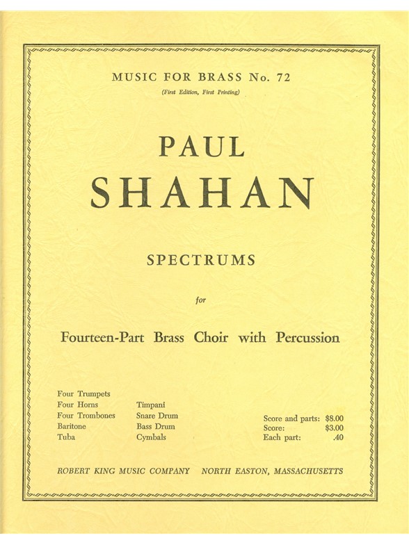 Shahan: Spectrums: Brass Ensemble: Score and Parts