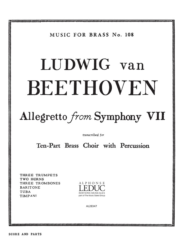 Ludwig van Beethoven: Allegretto From Symphony No.7: Brass Ensemble: Score and